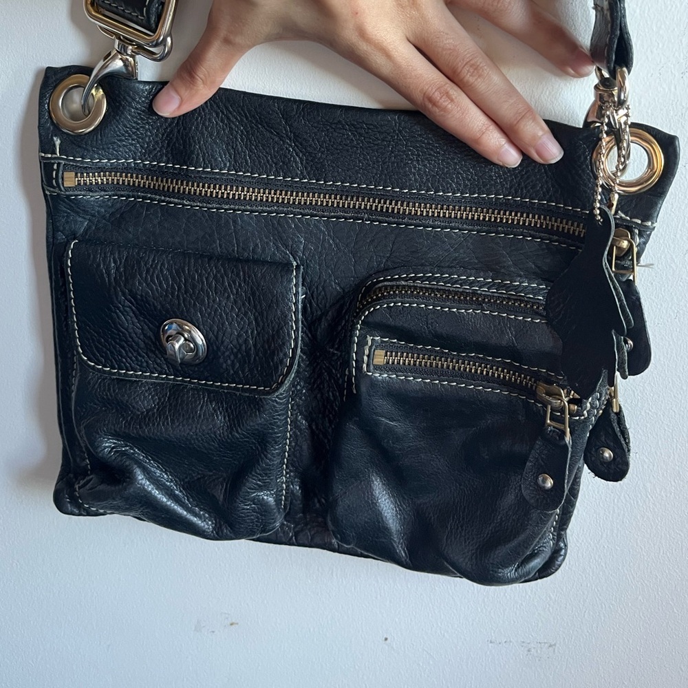 Roots Black Leather Crossbody Bag - Picture 2 of 9